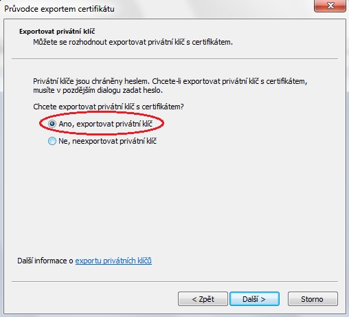 Export soukromho kle